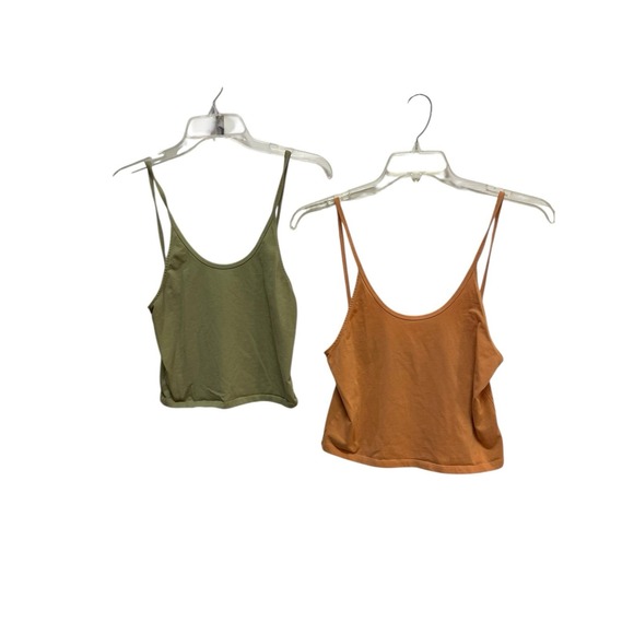 American Eagle Outfitters Tops - American Eagle Tank Tops Set M/L Olive & Rust Spaghetti Strap Crop